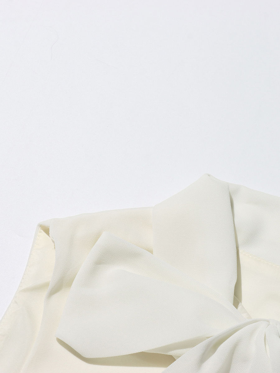 TWOTWINSTYLE Round Neck Spliced Diamond Coat Bowknot Tunic Pleated Dress Elegant Set