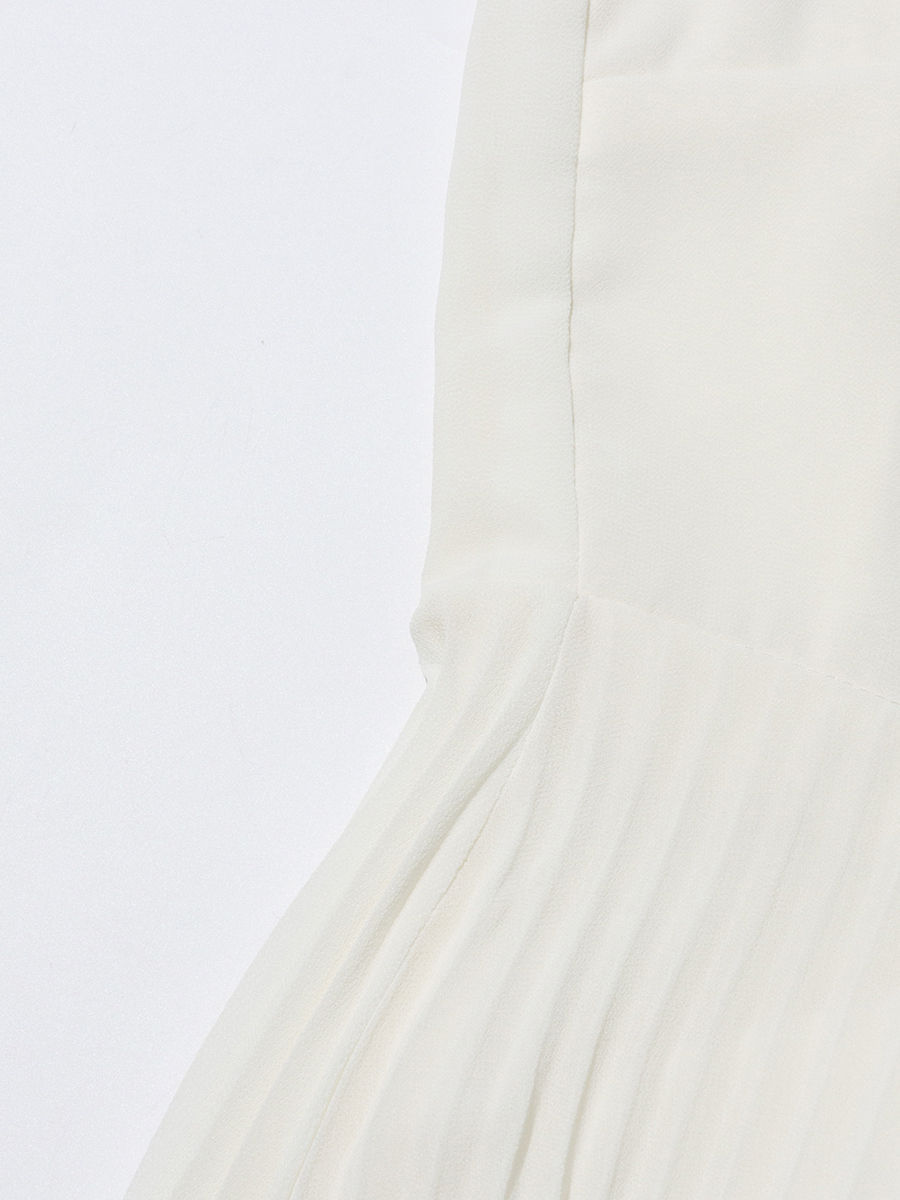 TWOTWINSTYLE Round Neck Spliced Diamond Coat Bowknot Tunic Pleated Dress Elegant Set