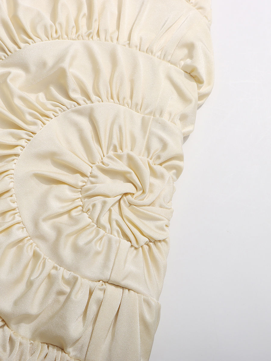 TWOTWINSTYLE Deep V Neck Sleeveles Spliced Ruffles Elegant Dress
