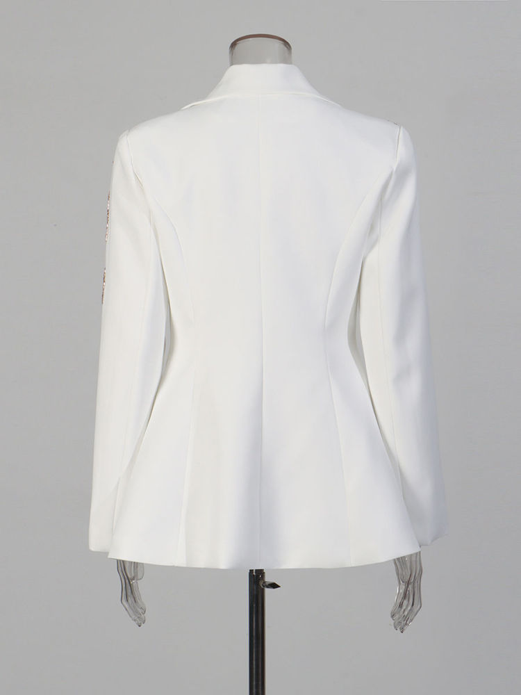 TWOTWINSTYLE Lapel Patchwork Sequins Tunic Temperament Coat