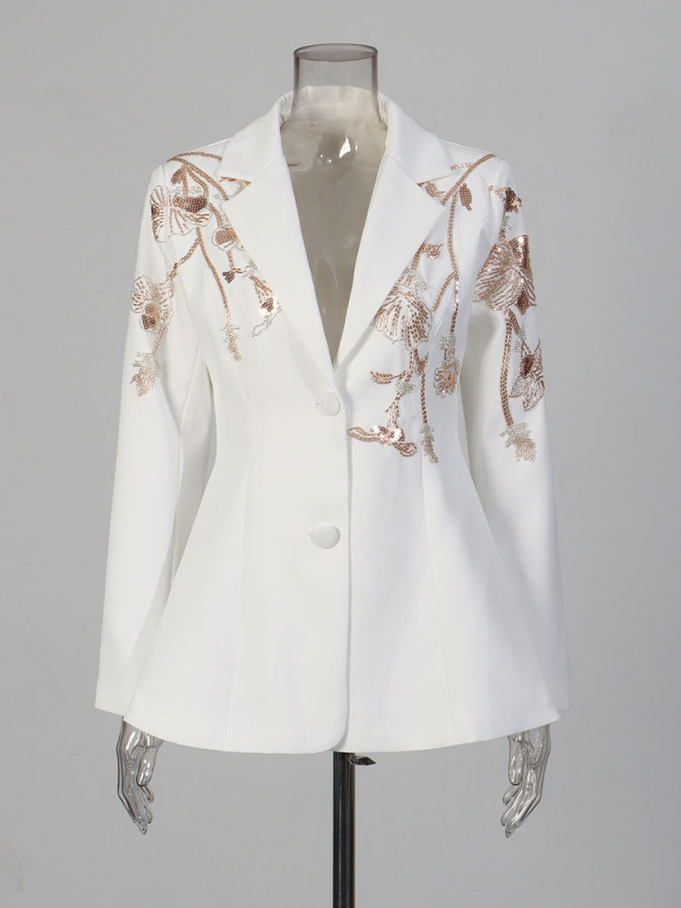 TWOTWINSTYLE Lapel Patchwork Sequins Tunic Temperament Coat
