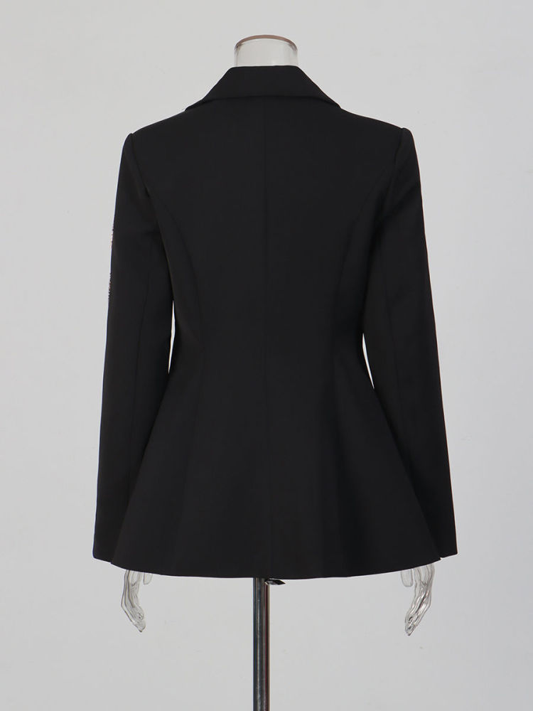 TWOTWINSTYLE Lapel Patchwork Sequins Tunic Temperament Coat