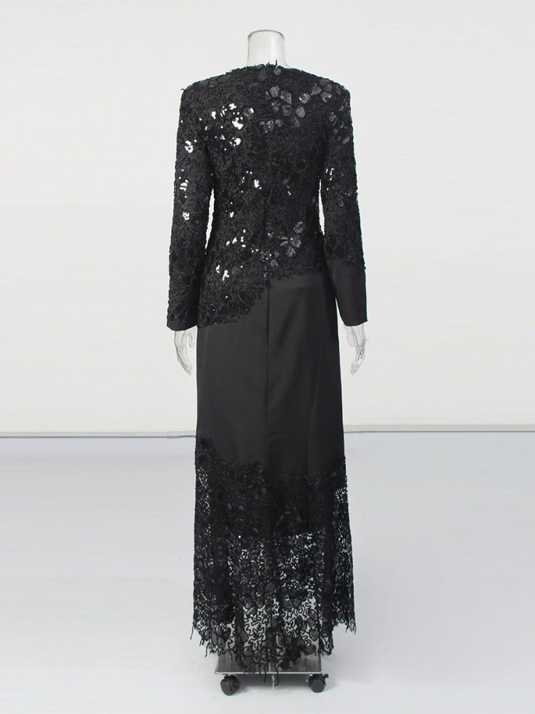 TWOTWINSTYLE Round Neck Spliced Lace Slimming Fashion Dress