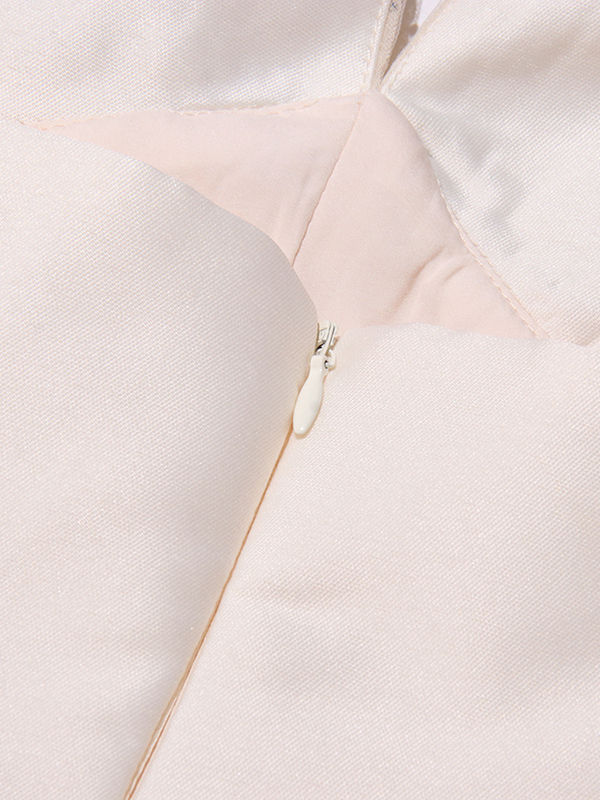 TWOTWINSTYLE Solid V Neck High Waist Pleated Elegant Dress