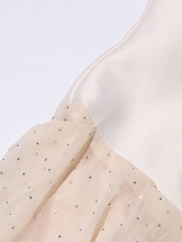 TWOTWINSTYLE Solid V Neck High Waist Pleated Elegant Dress