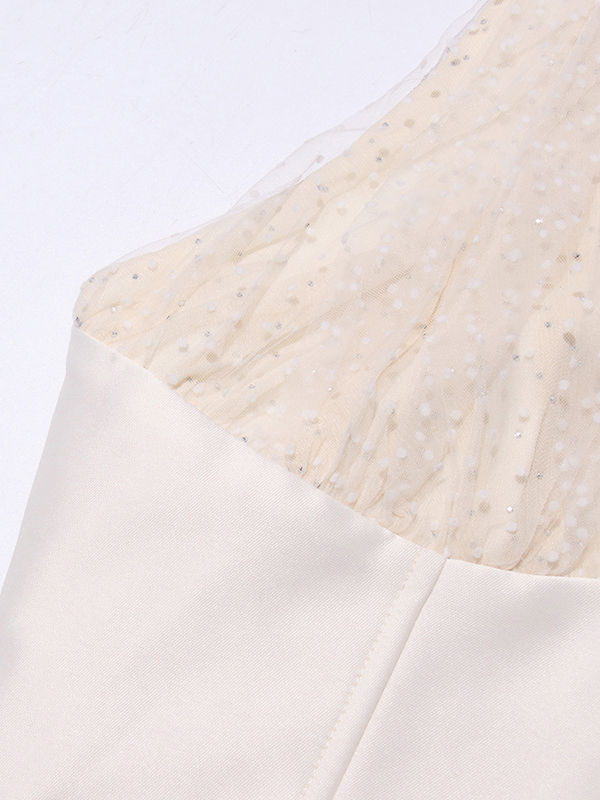 TWOTWINSTYLE Solid V Neck High Waist Pleated Elegant Dress