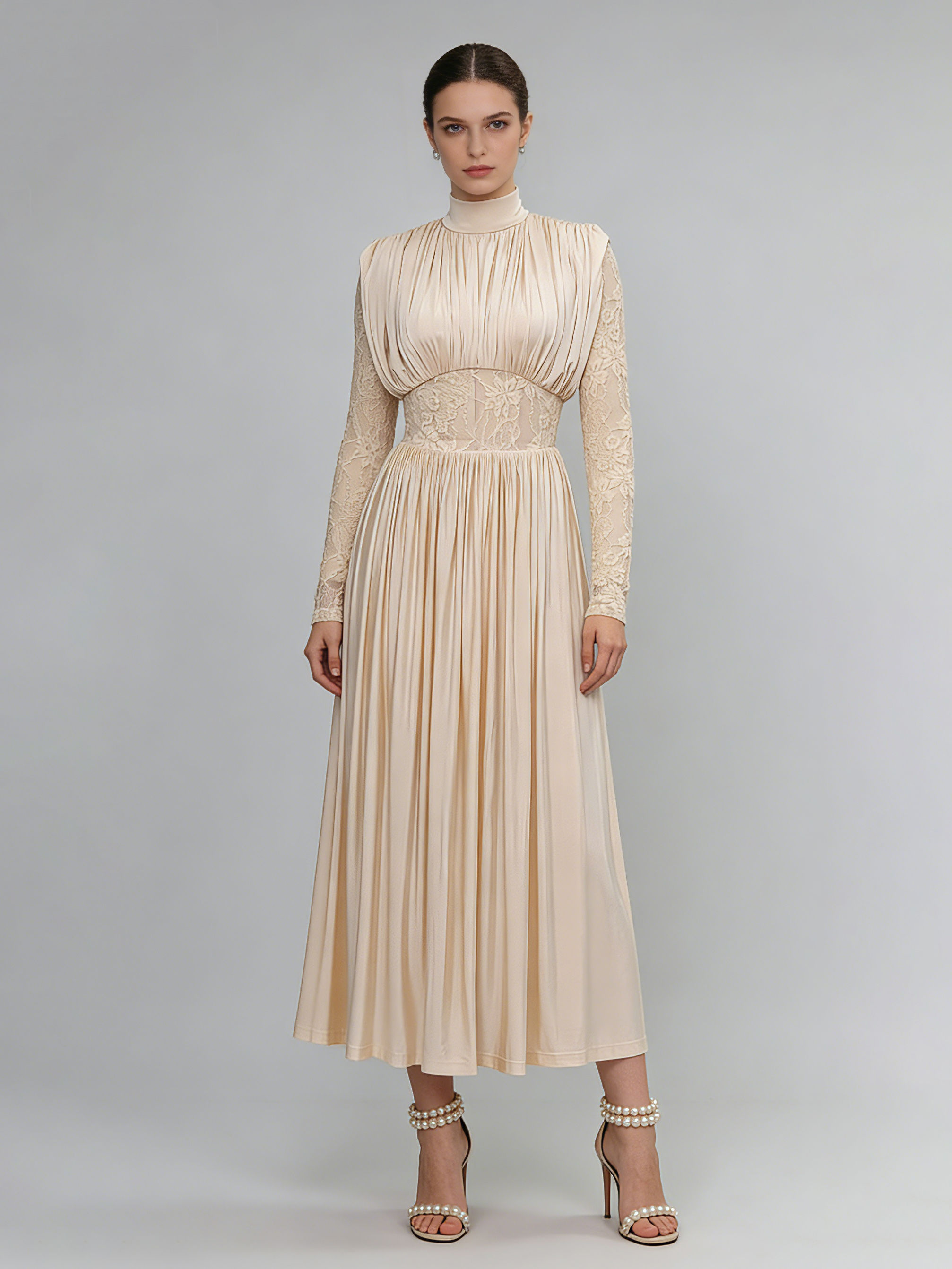 TWOTWINSTYLE Stand Collar Long Sleeve Tunic Fashion Dress