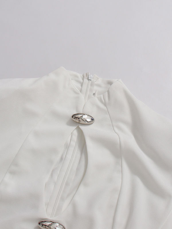 TWOTWINSTYLE Stand Collar Sleeveles Hollow Out Chic Dress