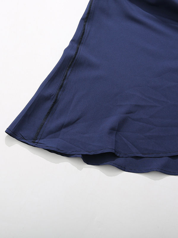 TWOTWINSTYLE Stand Collar Spliced Button Top Slimming Skirt Elegant Two Piece Set