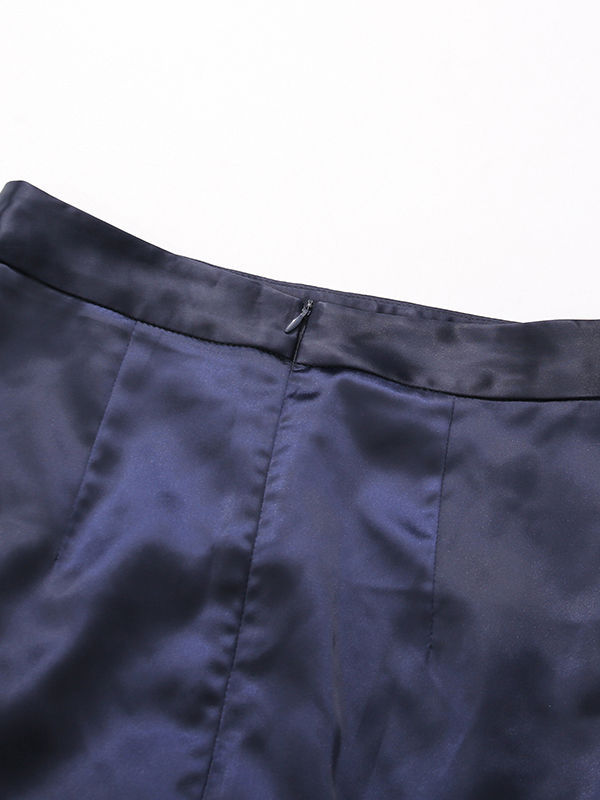 TWOTWINSTYLE Stand Collar Spliced Button Top Slimming Skirt Elegant Two Piece Set