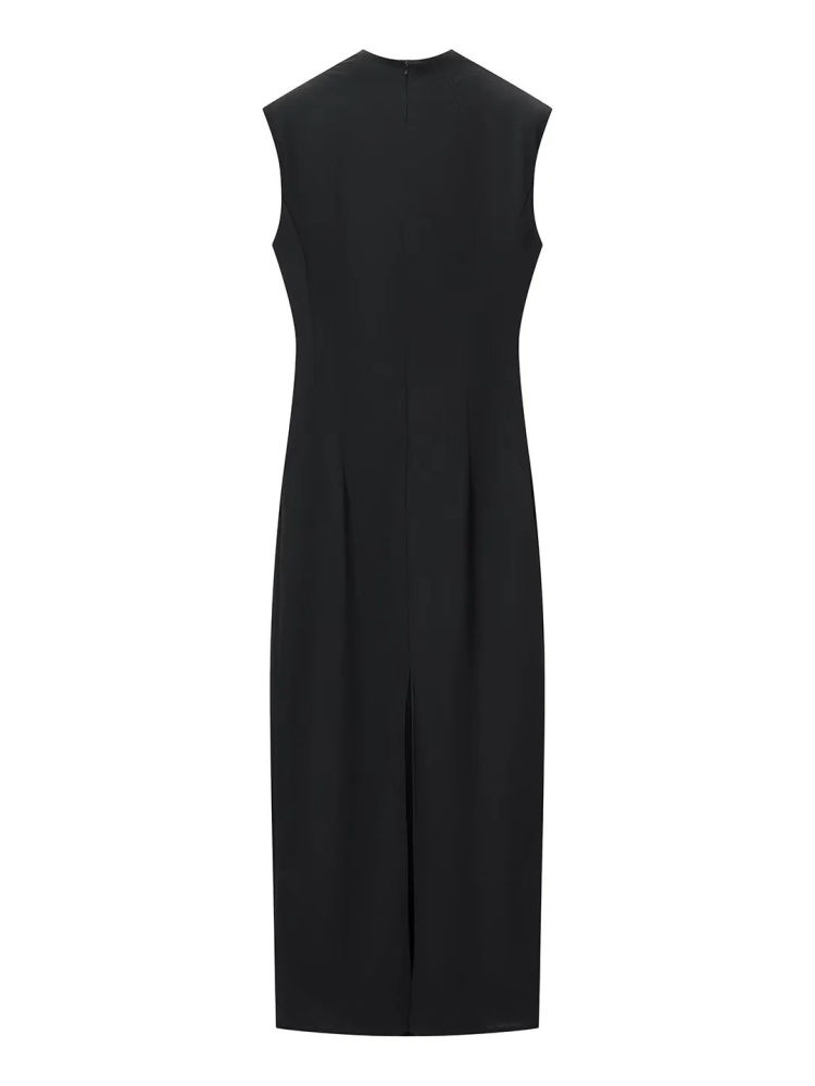 TWOTWINSTYLE Stand Collar Sleeveles Hollow Out Chic Dress