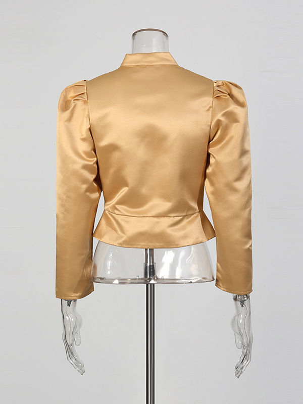 TWOTWINSTYLE Stand Collar Spliced Single Breasted Chic Crop Coat