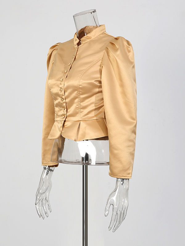 TWOTWINSTYLE Stand Collar Spliced Single Breasted Chic Crop Coat