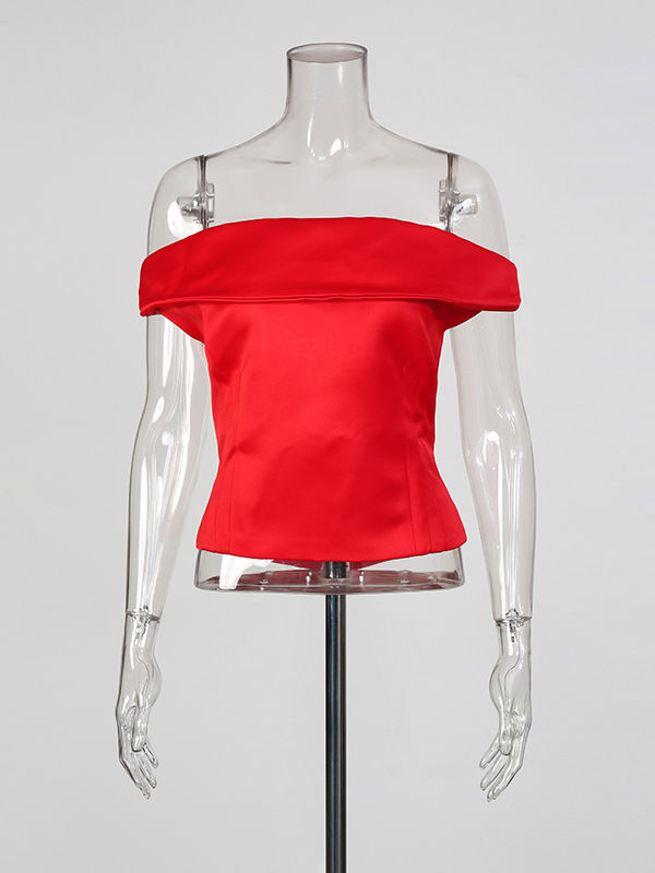 TWOTWINSTYLE Solid Off One Shoulder Tunic Designer Vest