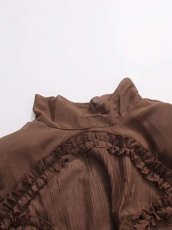 TWOTWINSTYLE Solid Stand Collar Tunic Fashion Dress