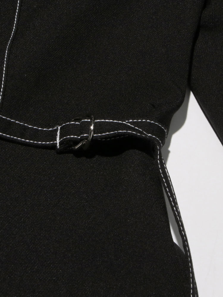 TWOTWINSTYLE Lapel Irregular Hem Coat Patchwork Belt Vintage Two Piece Set