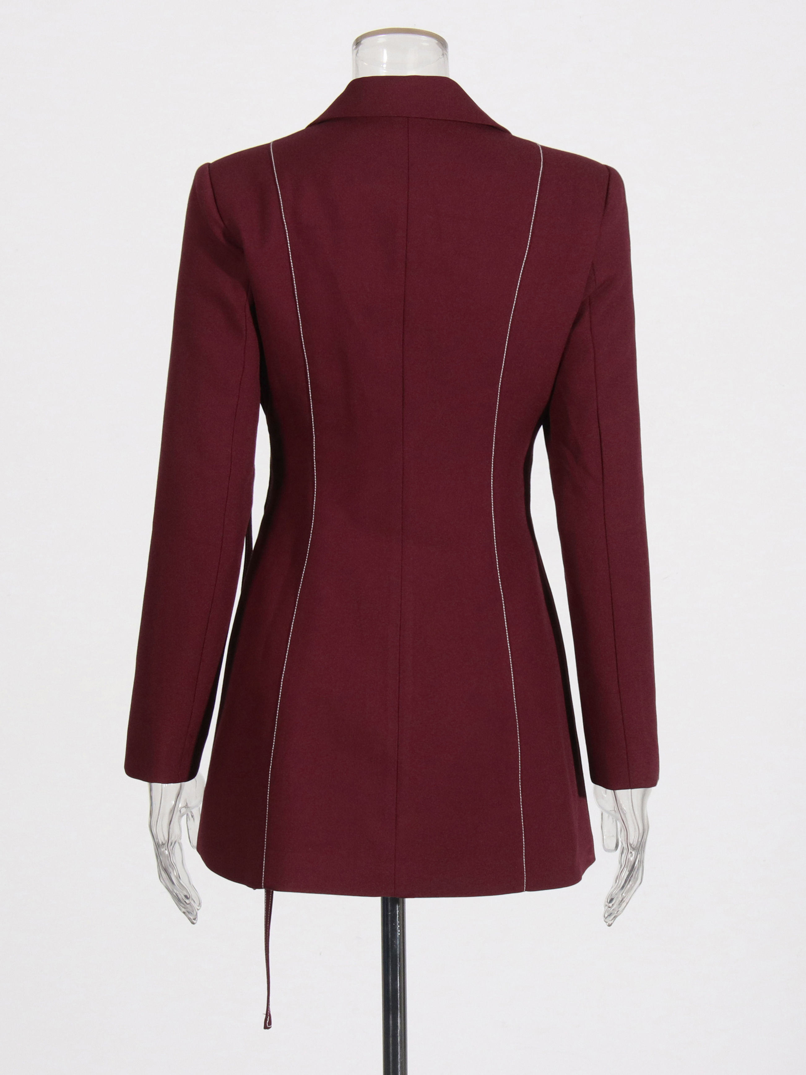 TWOTWINSTYLE Lapel Irregular Hem Coat Patchwork Belt Vintage Two Piece Set