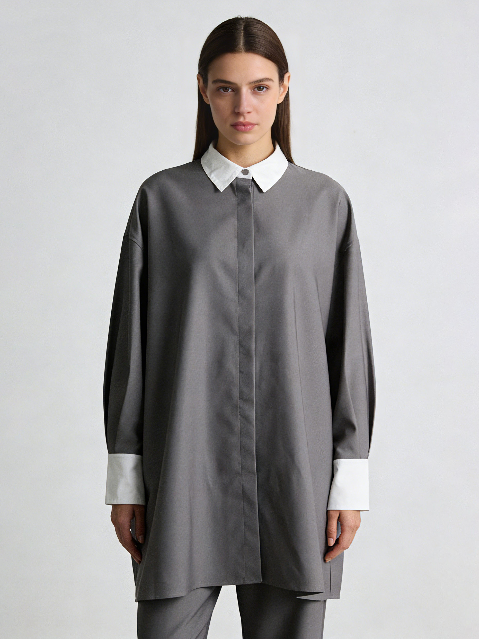 TWOTWINSTYLE Lapel Long Sleeve Hit Color Fashion Coat
