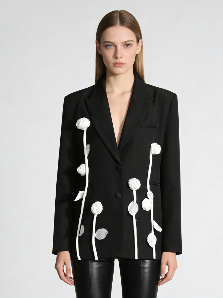 TWOTWINSTYLE Lapel Spliced Flower Temperament Chic Coat