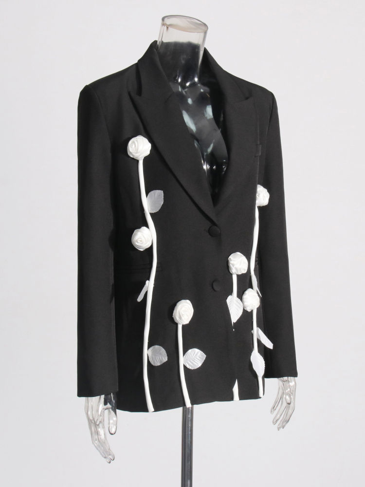 TWOTWINSTYLE Lapel Spliced Flower Temperament Chic Coat