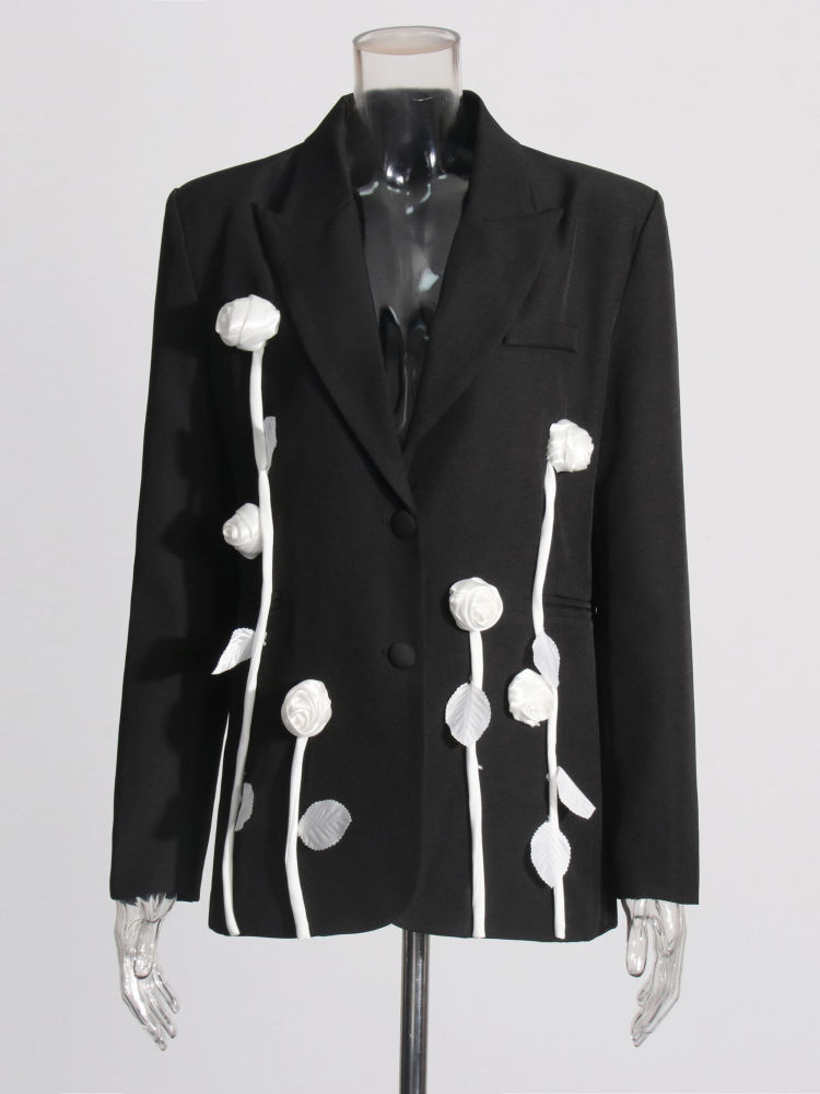 TWOTWINSTYLE Lapel Spliced Flower Temperament Chic Coat