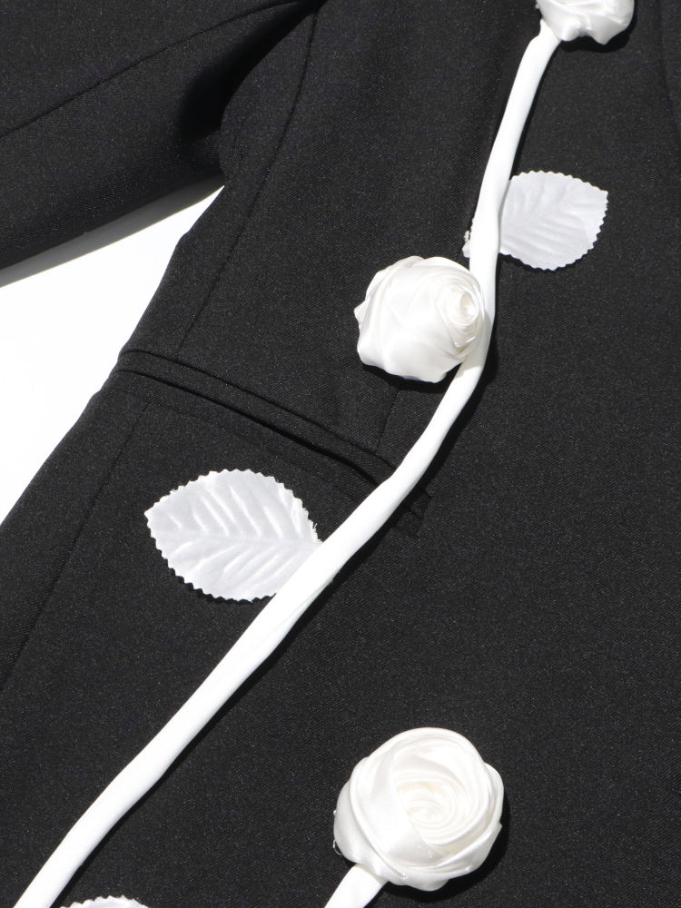 TWOTWINSTYLE Lapel Spliced Flower Temperament Chic Coat