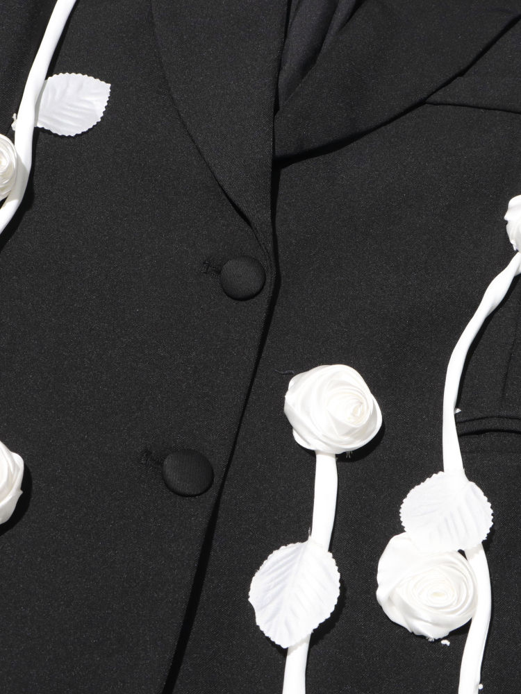 TWOTWINSTYLE Lapel Spliced Flower Temperament Chic Coat