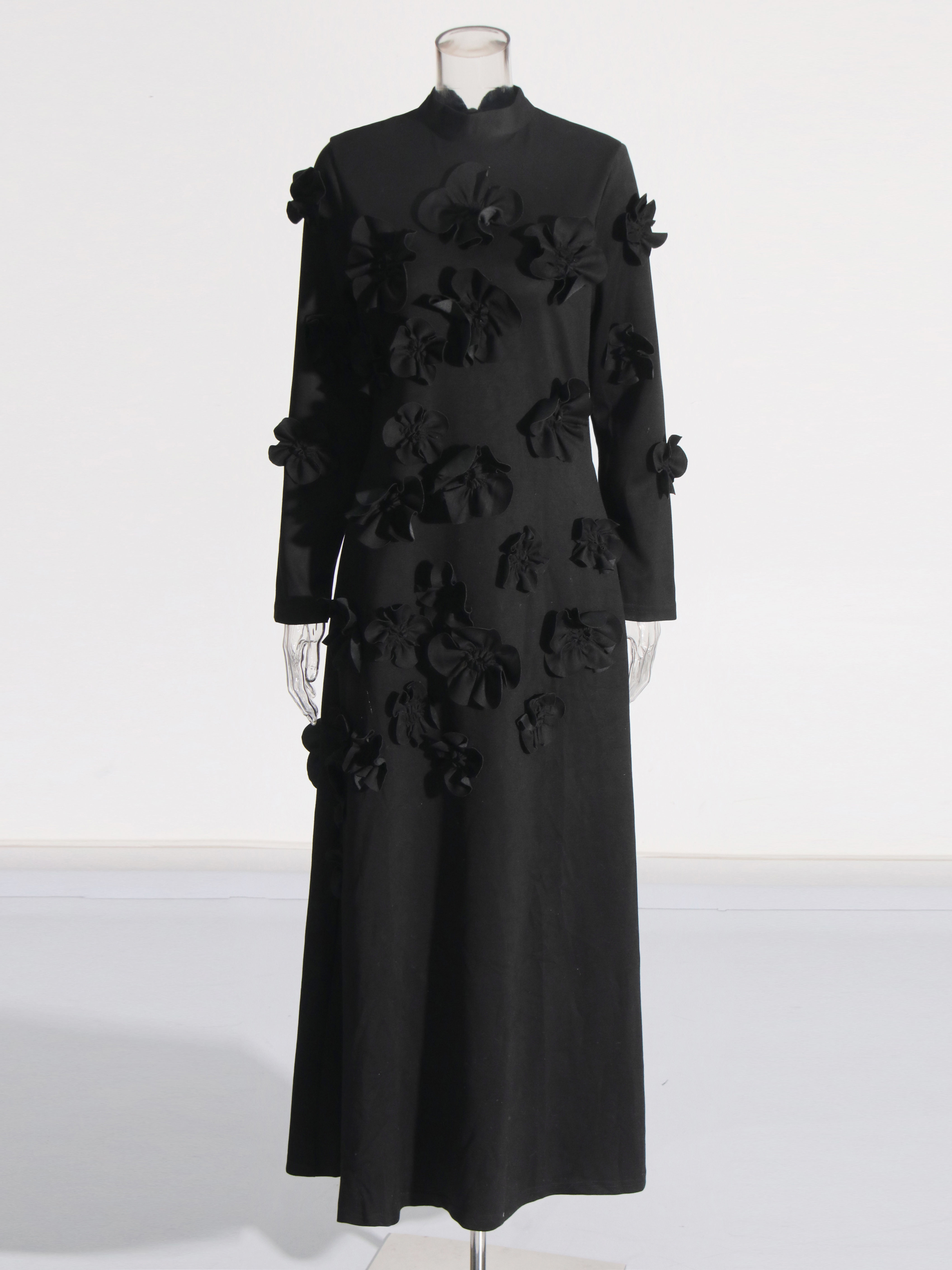 TWOTWINSTYLE Long Sleeve Spliced 3D Flower Fashion Dress