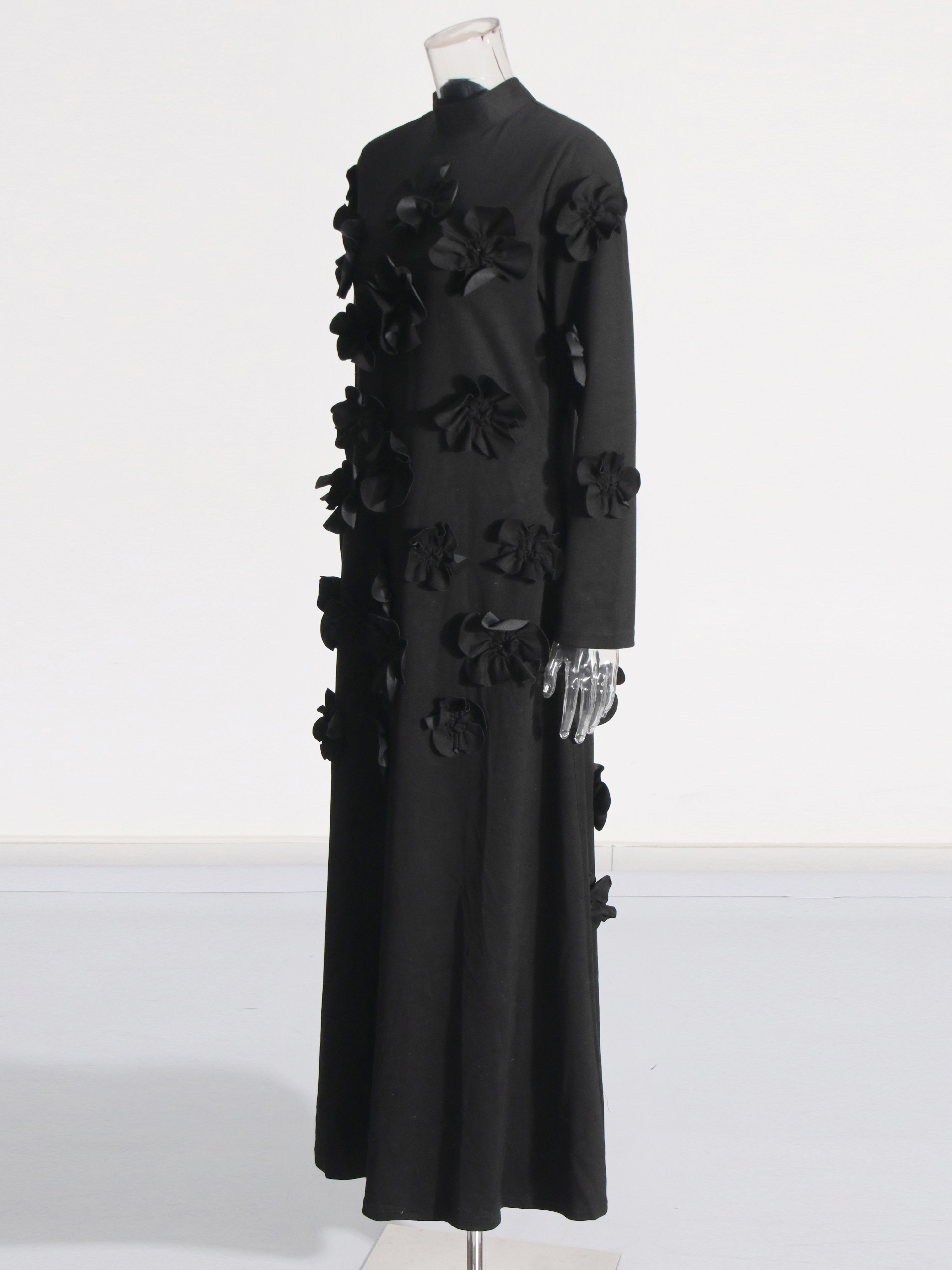 TWOTWINSTYLE Long Sleeve Spliced 3D Flower Fashion Dress