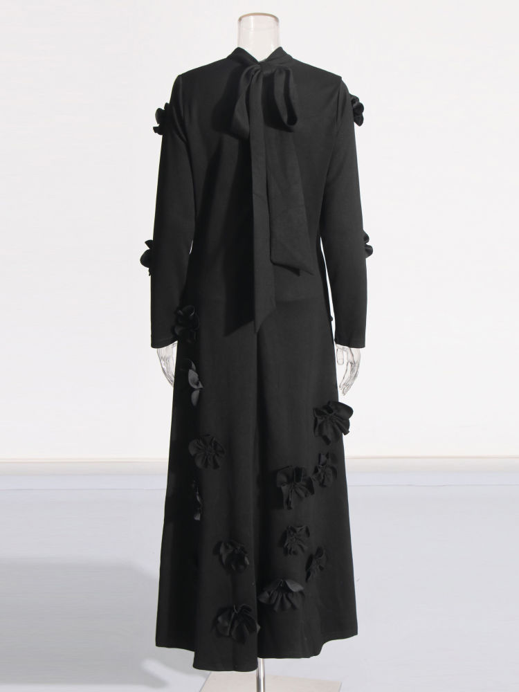 TWOTWINSTYLE Long Sleeve Spliced 3D Flower Fashion Dress