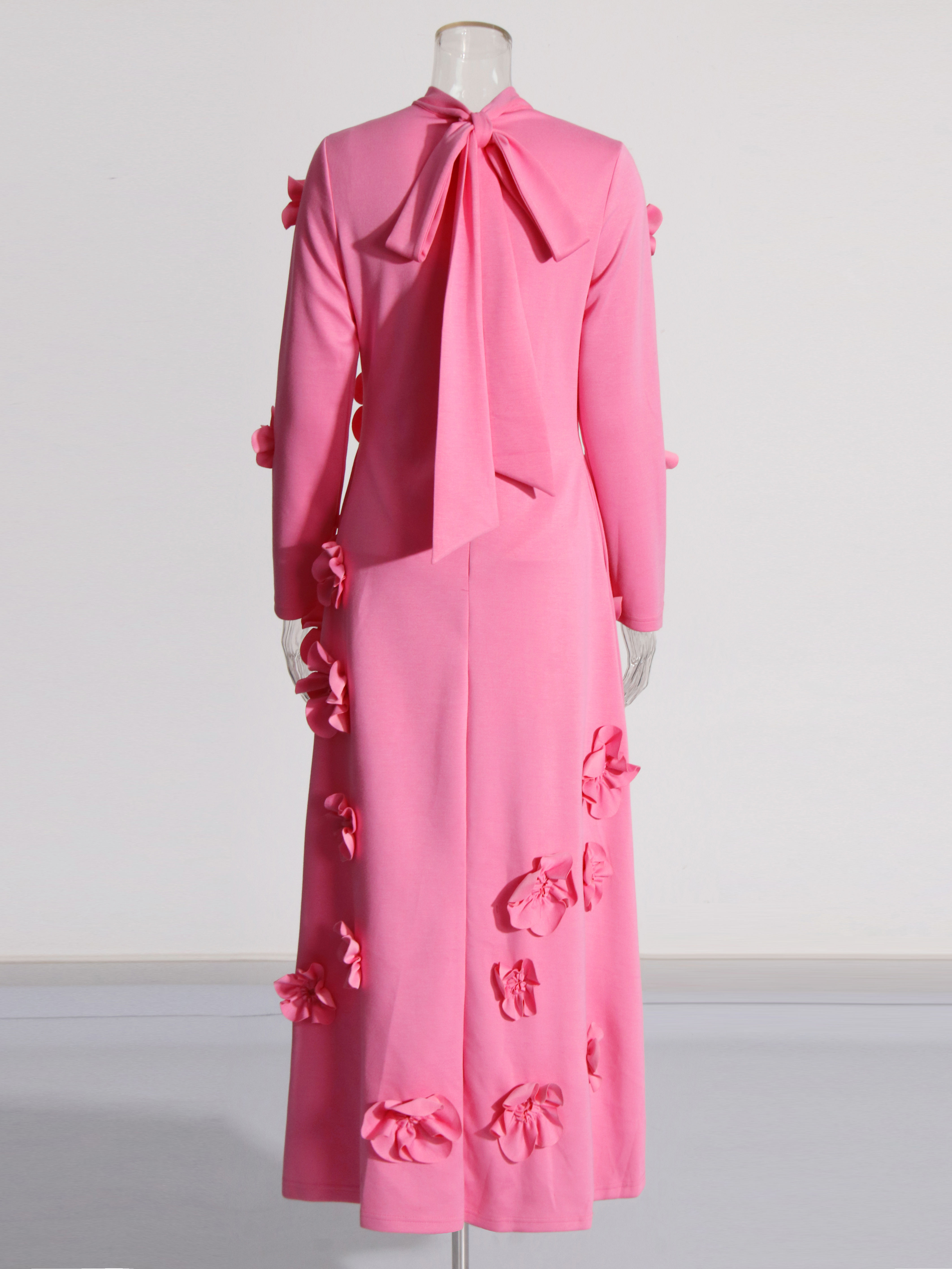 TWOTWINSTYLE Long Sleeve Spliced 3D Flower Fashion Dress