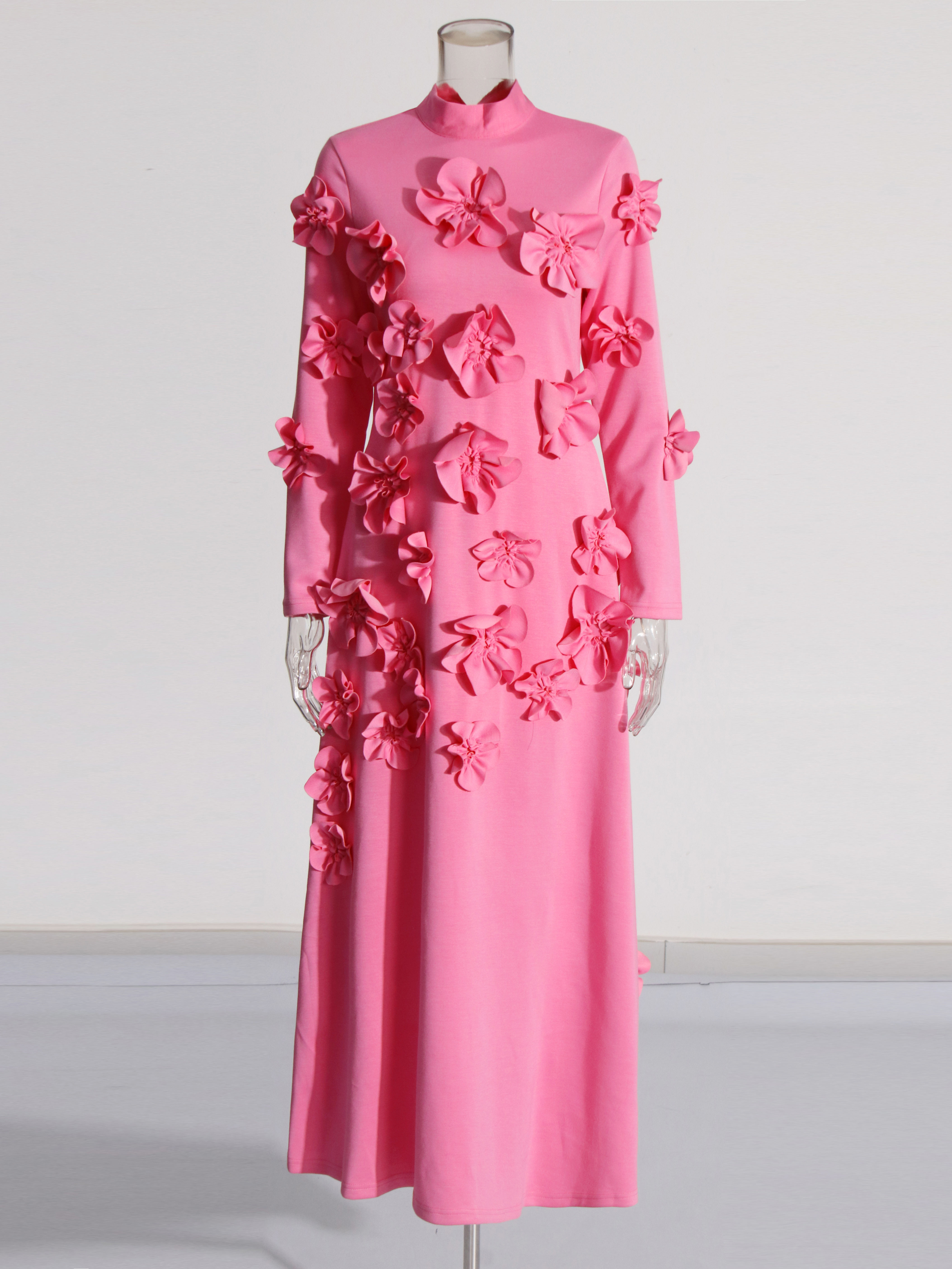 TWOTWINSTYLE Long Sleeve Spliced 3D Flower Fashion Dress