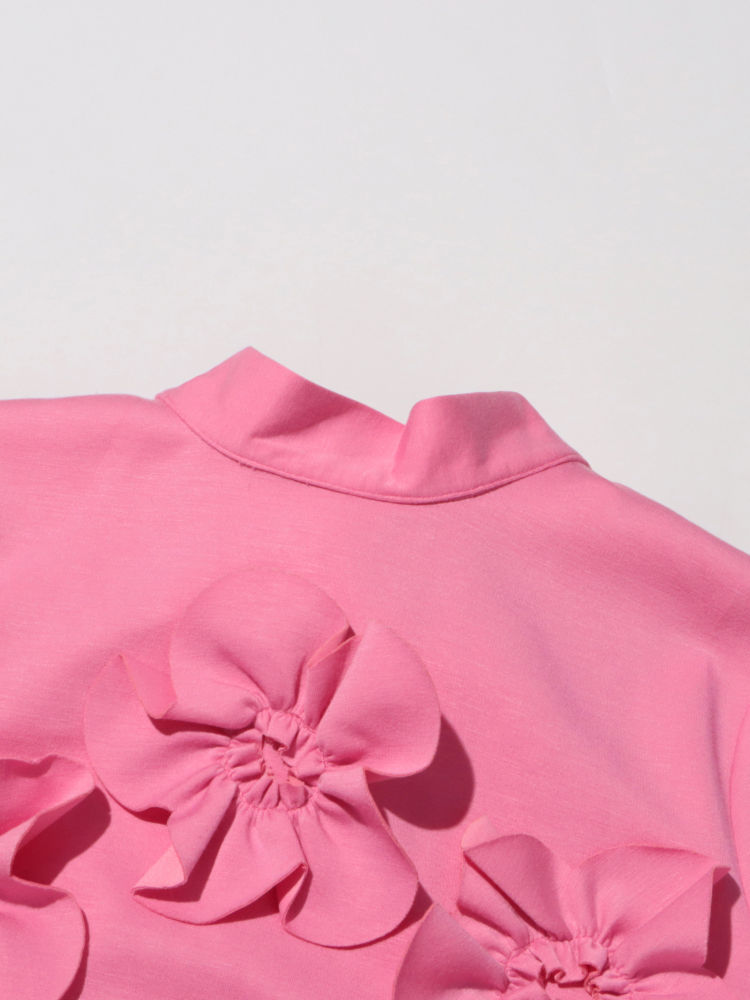 TWOTWINSTYLE Long Sleeve Spliced 3D Flower Fashion Dress