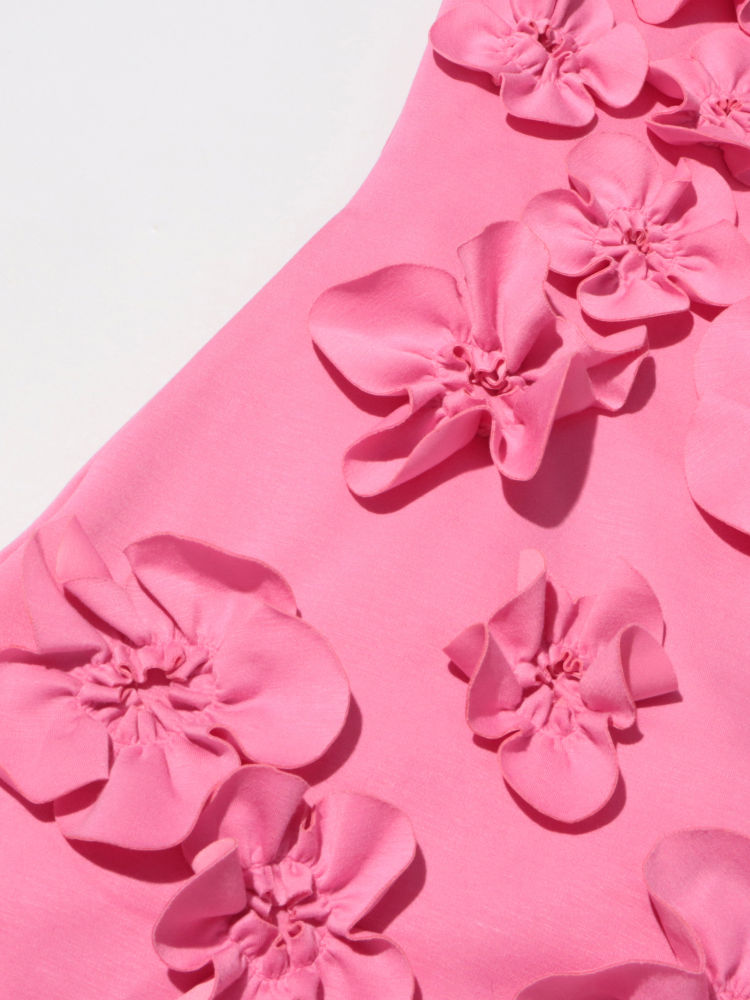 TWOTWINSTYLE Long Sleeve Spliced 3D Flower Fashion Dress
