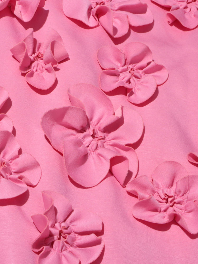 TWOTWINSTYLE Long Sleeve Spliced 3D Flower Fashion Dress