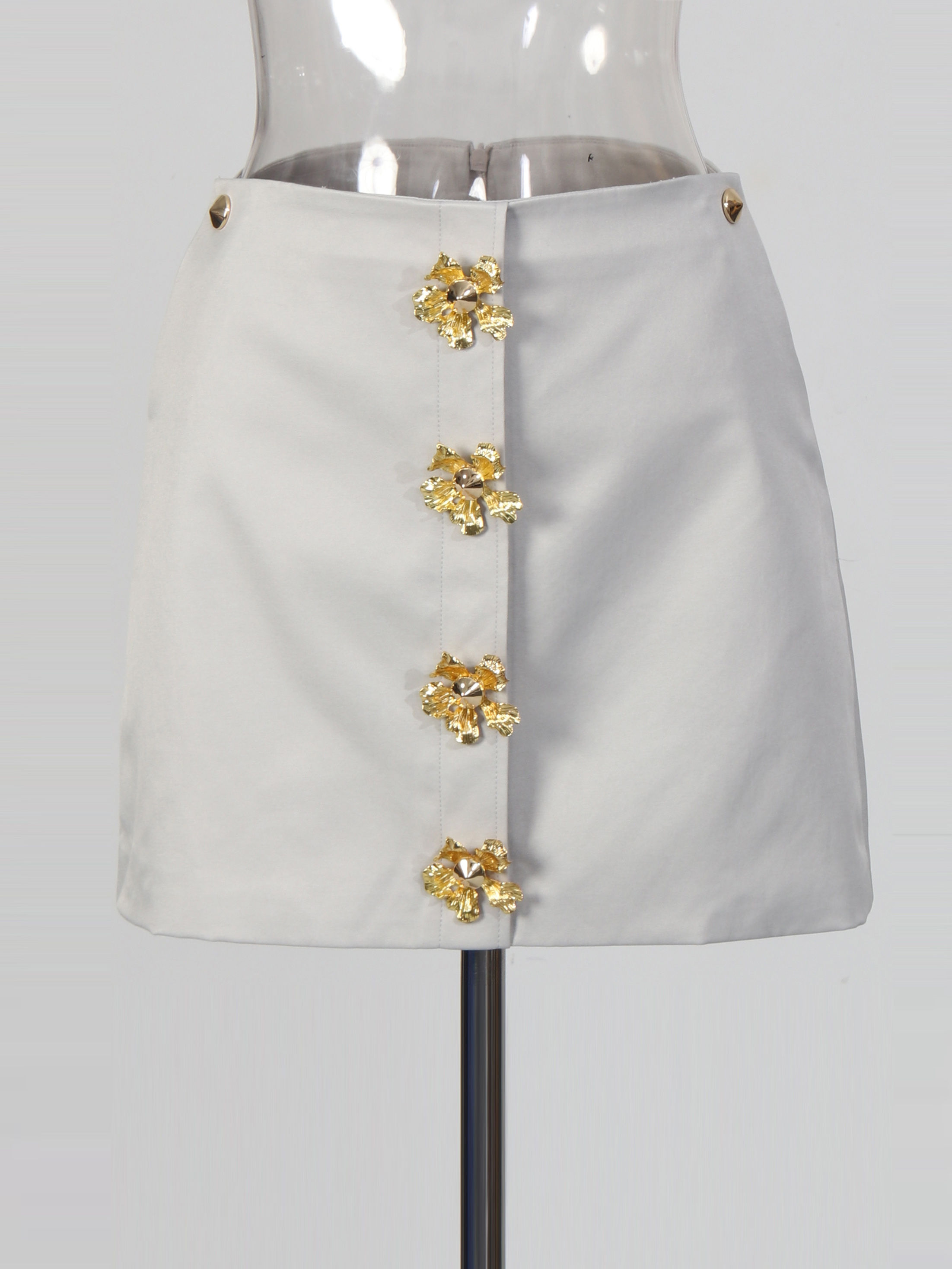 TWOTWINSTYLE Patchwork Metal Crop Top High Waist Skirt Designer Two Piece Set