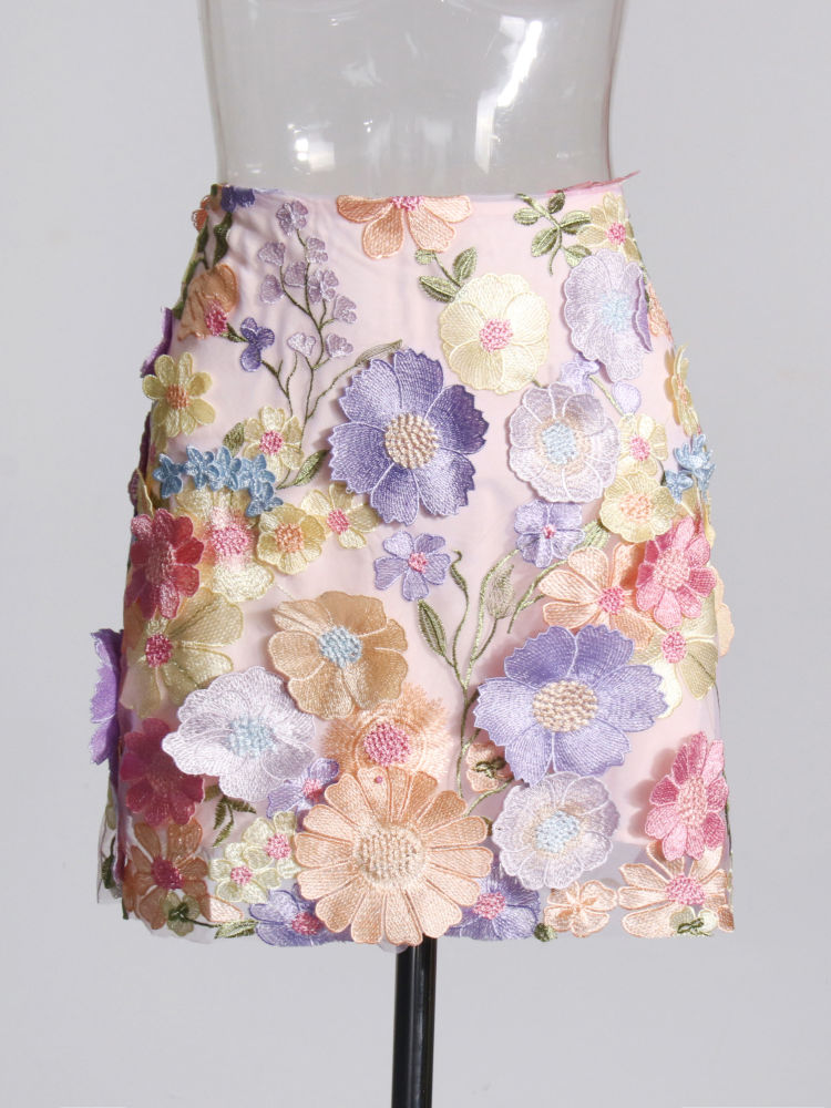TWOTWINSTYLE Round Neck Hit Color Top High Waist Skirt Elegant Two Piece Set