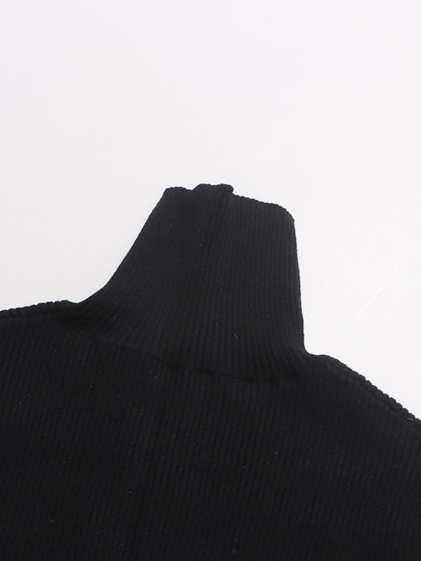 TWOTWINSTYLE Turtleneck Spliced Pendant  Crop Top Solid Skirt Fashion Two Piece Set