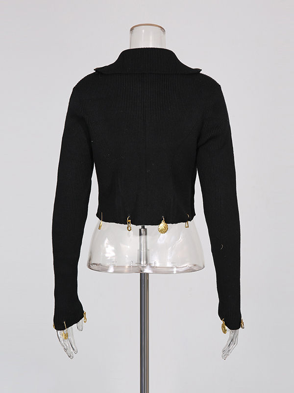 TWOTWINSTYLE Turtleneck Spliced Pendant  Crop Top Solid Skirt Fashion Two Piece Set