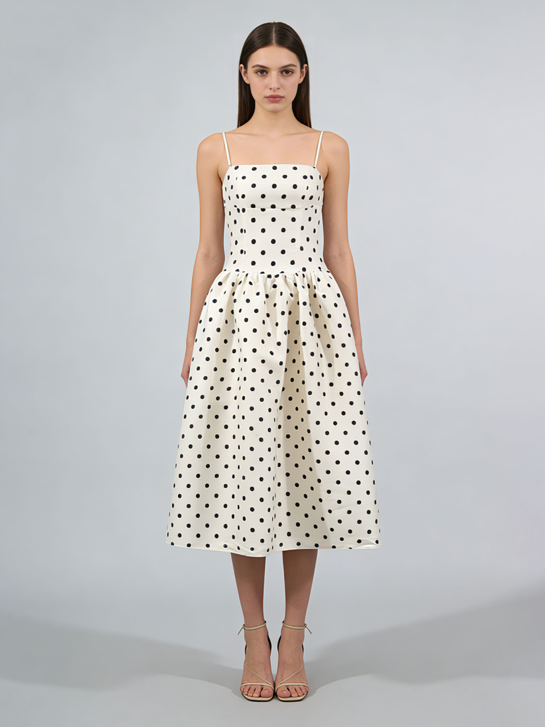 TWOTWINSTYLE White Dolka Dot Camisole Dress