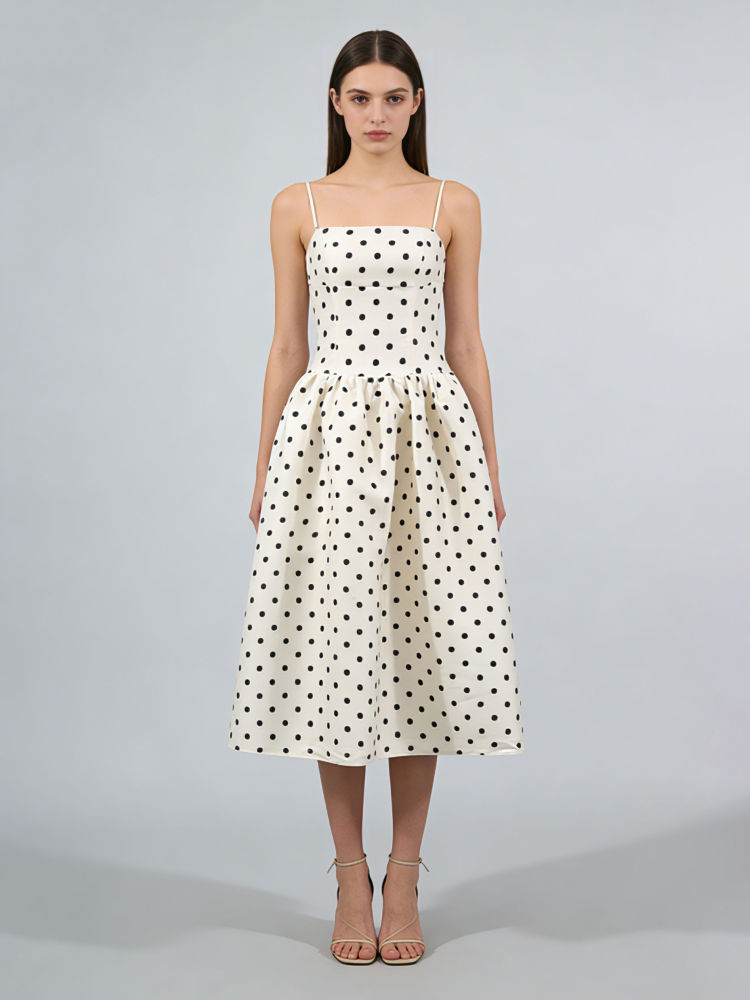 TWOTWINSTYLE White Dolka Dot Camisole Dress