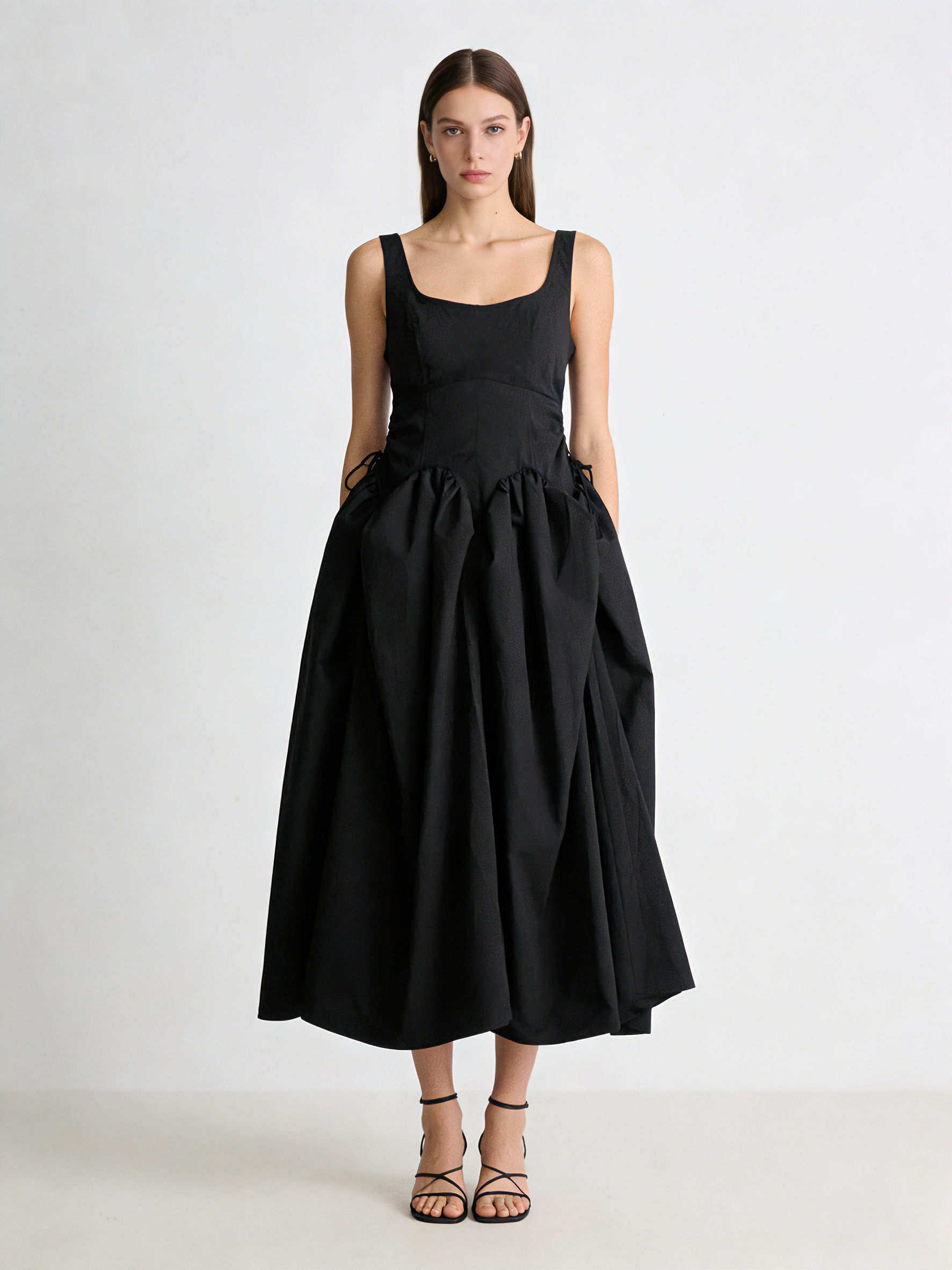 TWOTWINSTYLE Sleeveles High Waist Spliced Bowknot Designer Dress