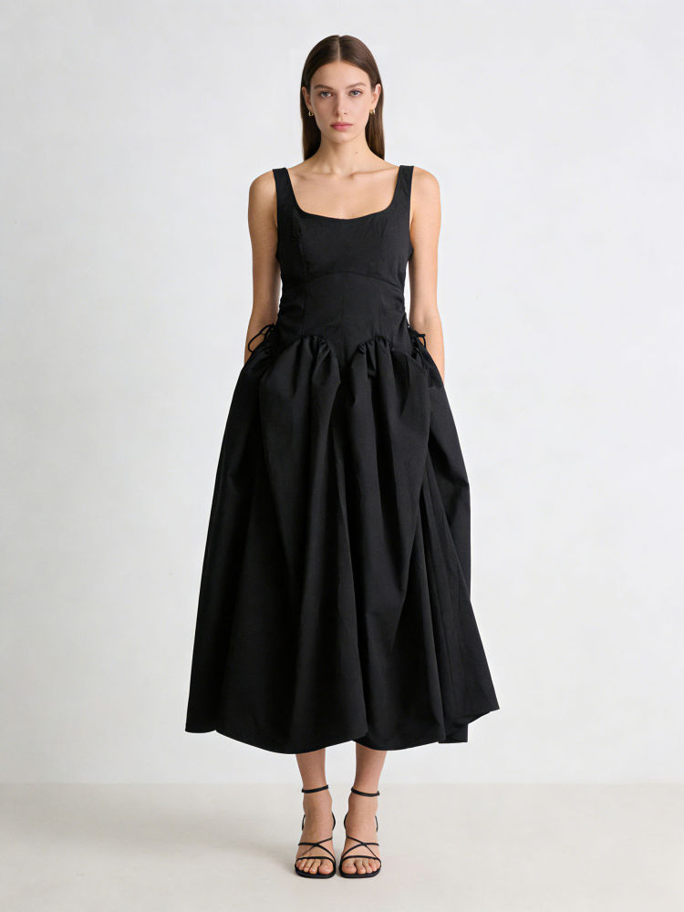TWOTWINSTYLE Sleeveles High Waist Spliced Bowknot Designer Dress