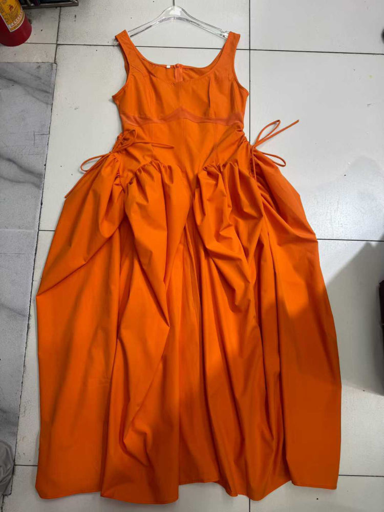 TWOTWINSTYLE Sleeveles High Waist Spliced Bowknot Designer Dress