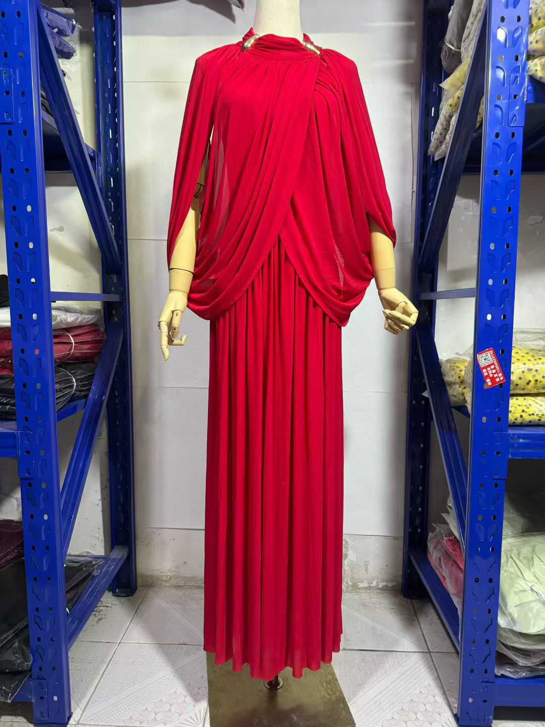 TWOTWINSTYLE Stand Collar Sleeveles Patchwork Metal Pleated Fashion Dress