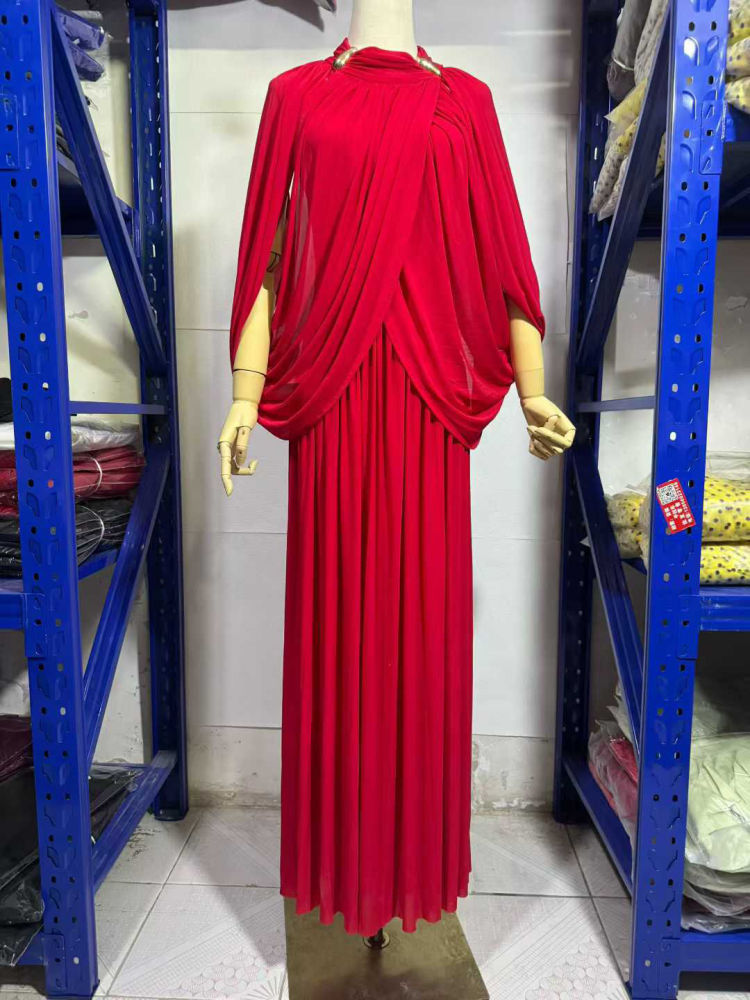 TWOTWINSTYLE Stand Collar Sleeveles Patchwork Metal Pleated Fashion Dress