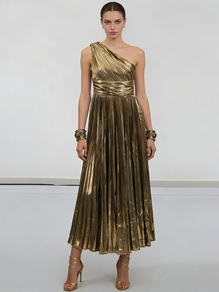 TWOTWINSTYLE Off One Shoulder High Waist  Fashion Dress