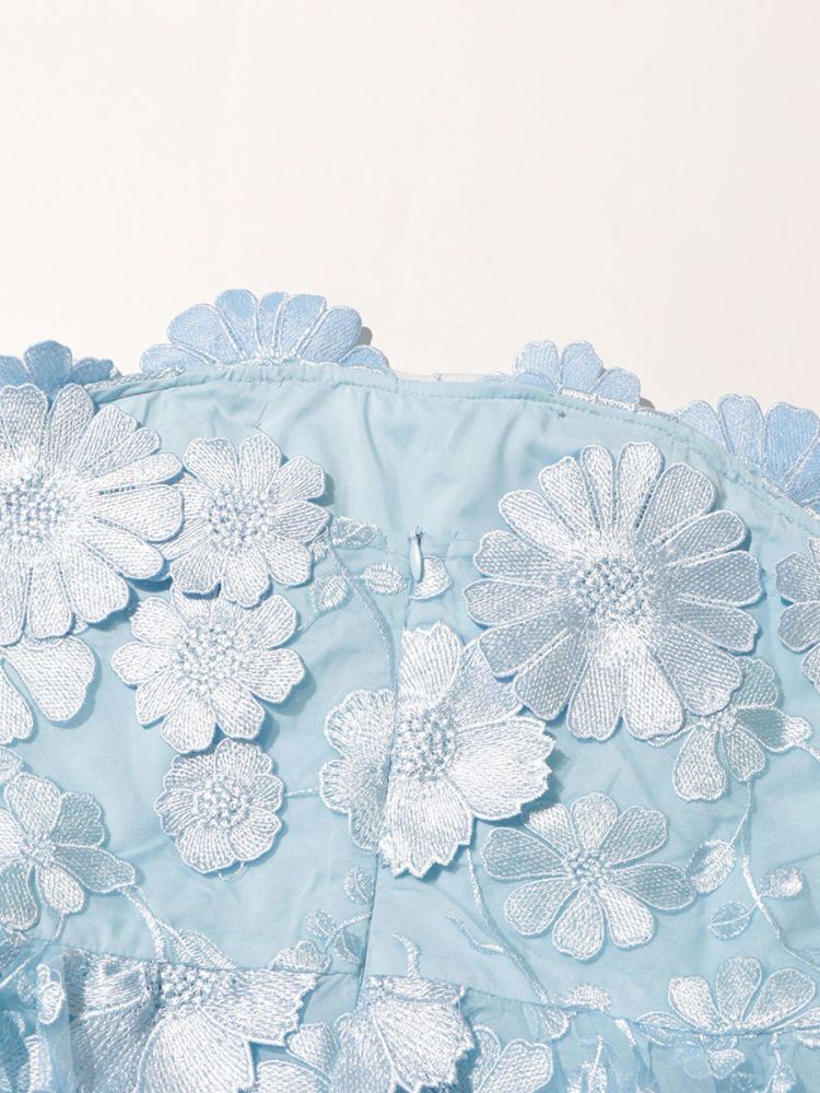 TWOTWINSTYLE Sleeveles Patchwork 3D Flower High Waist Dress