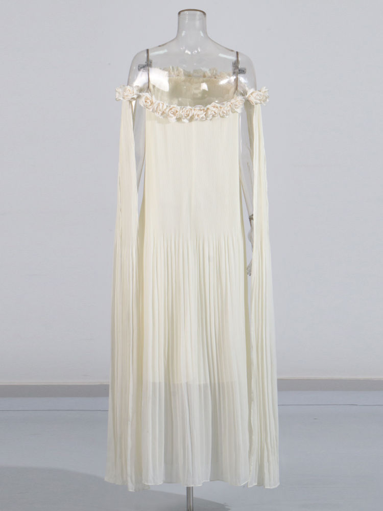 TWOTWINSTYLE Solid Sleeveles Spliced 3D Flower Designer Dress