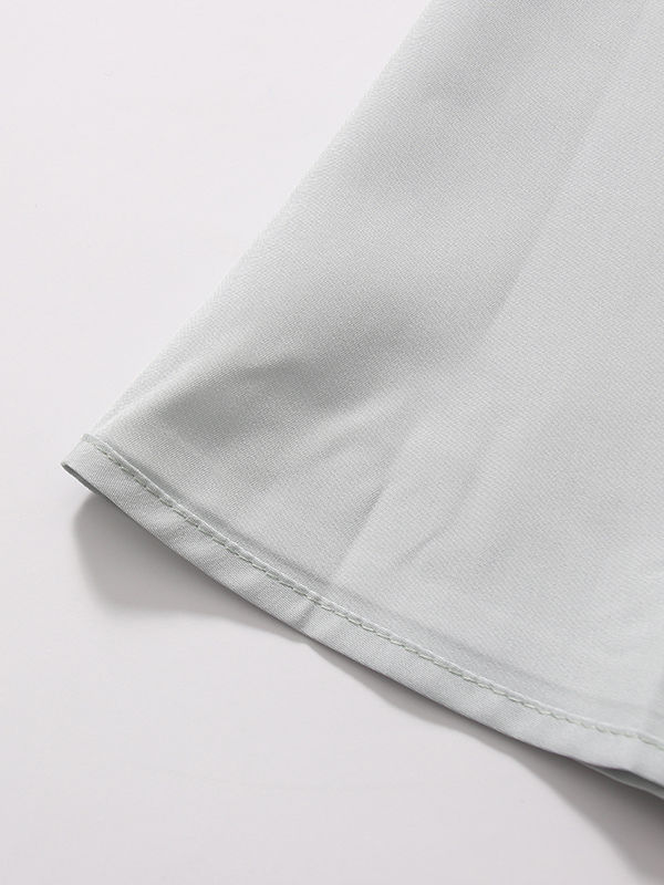 TWOTWINSTYLE Stand Collar Tunic Designer Solid Mini Dress-Green